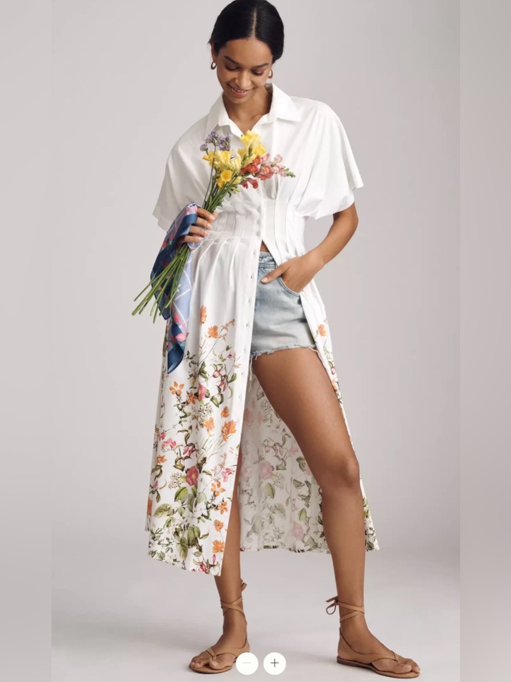 NWT Medium Anthropologie Exquise Tobie Button-Front Pleated Midi Shirt Dress